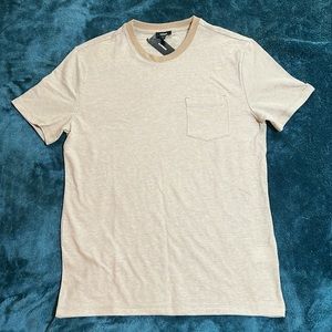 Express Mens Linen Blend striped pocket T-shirt